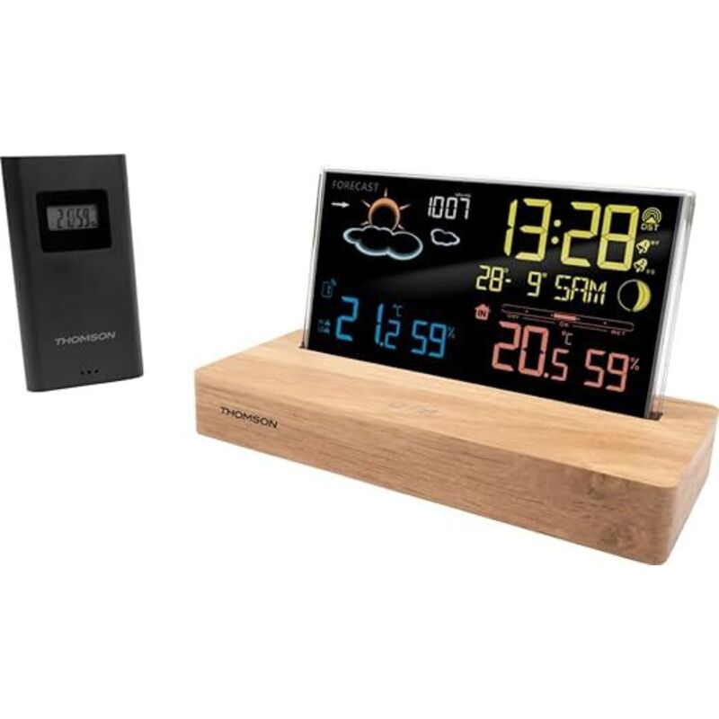Thomson Réveil station météo socle en bois - vue 2