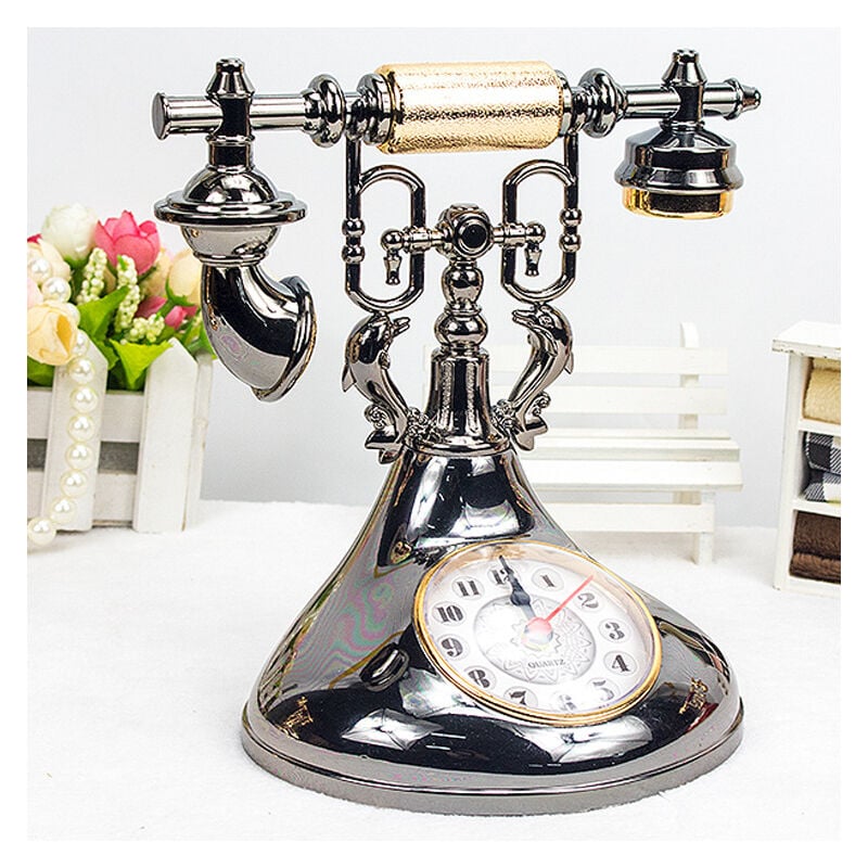 Feiyue - Réveil téléphonique élégant horloge de chevet décorative alimentée par batterie unique polyvalente heure précise maison