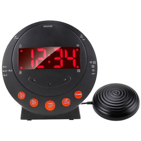 Réveil ultra-puissant avec vibreur de lit, grand écran LED, port de chargement USB, réveil vibrant, horloge numérique de chambre.