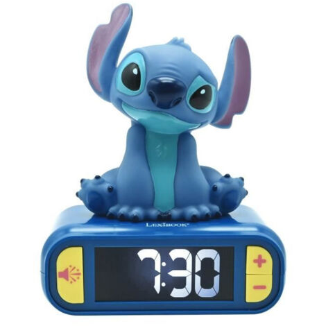 Réveil veilleuse digital LEXIBOOK - Stitch - 3D lumineux et sonore - Bleu - Enfant