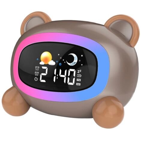 Réveil Veilleuse pour Enfants avec Bruits Blancs, Horloge d'Apprentissage du Sommeil et Réveil Doux (Modèle Ours)