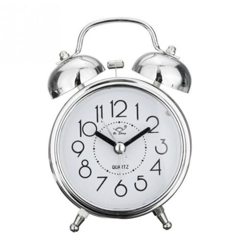 Réveil Vintage rétro silencieux pointeur horloges rond numéro double cloche fort réveil chevet veilleuse maison décors