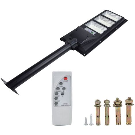 Réverbère Solaire 500w LED Minutage de Télécommande Induction du Corps Humain de Mouvement Lampe Extérieure IP65