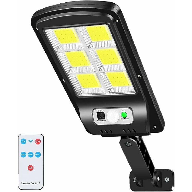Réverbère Solaire LED 6000LM IP67 Étanche - 3 Modes de Détecteur de Mouvement - Jardin Garage Cour Patio (1Pièce)