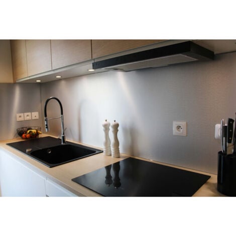 Reversible Küchenrückwände aus gebürstetem Aluminium / Rohaluminium (erhältlich in 2 m x 1 m und 1 m x 0,5 m) - Farben - Gebürstetes Aluminium, Dicke - 3 mm, Breite - 50 cm, Länge - 100 cm