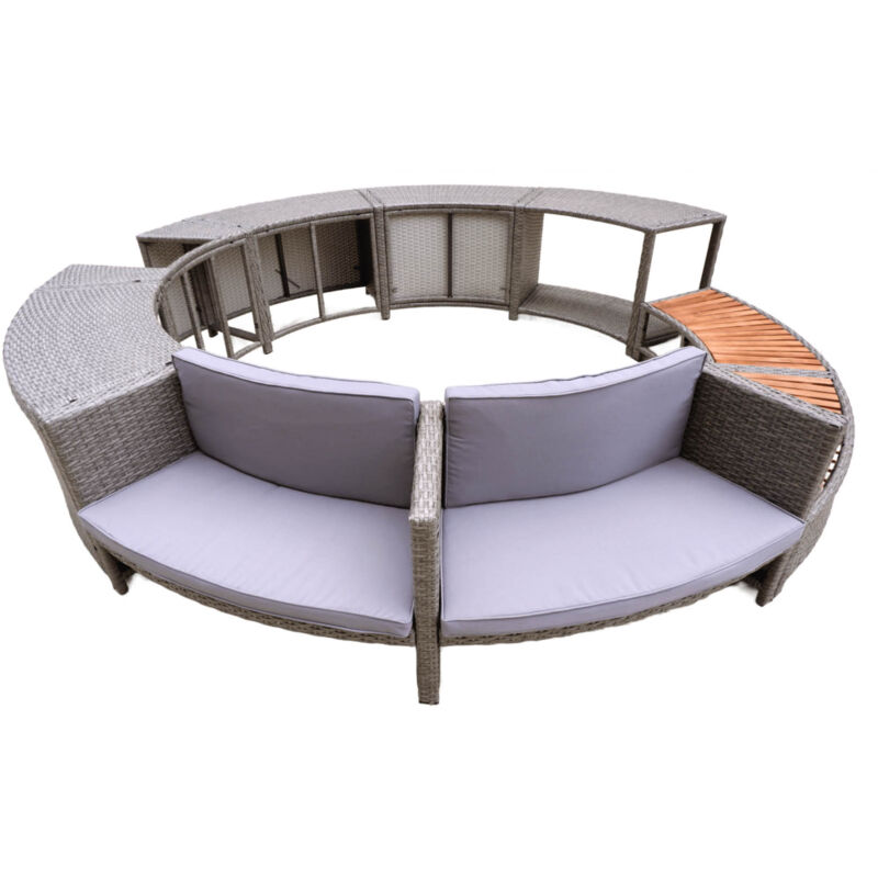 K2O - Revestimiento Para Spa Hidromasaje Full Surround 180 Ø279X40X56 Cm Borde Para Spa Circular Con Escalones, Asientos Y Almacenamiento