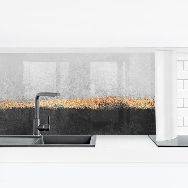 

Revestimiento pared cocina - Abstract Golden Horizon Black And White Dimensión LxA: 90cm x 315cm Material: Smart