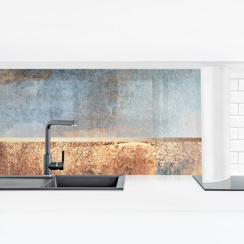 

Revestimiento pared cocina - Abstract Lakeshore In Gold Dimensión LxA: 90cm x 315cm Material: Smart