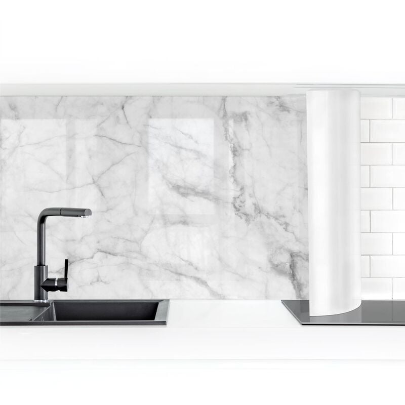 

Revestimiento pared cocina - Bianco Carrara Dimensión LxA: 60cm x 350cm Material: Magnético