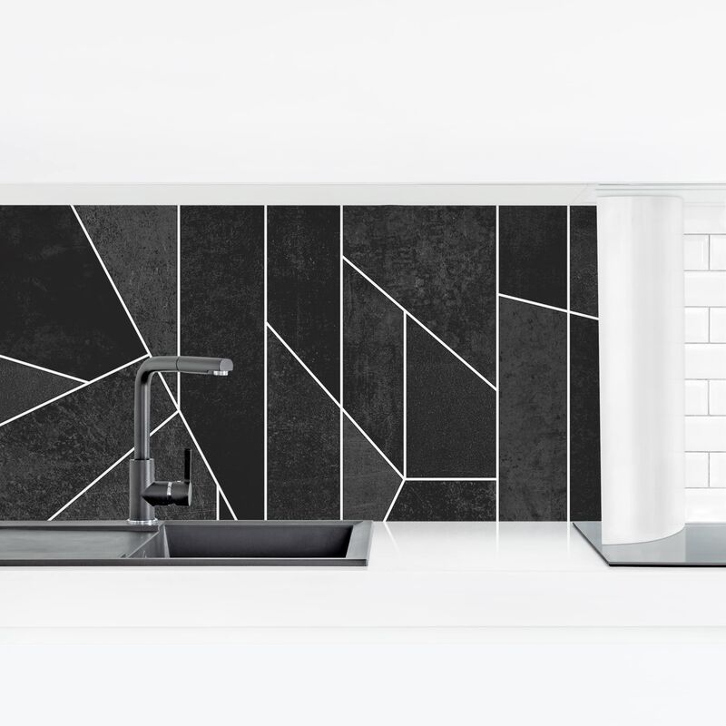 

Revestimiento pared cocina - Black And White Geometric Watercolor Dimensión LxA: 50cm x 175cm Material: Smart