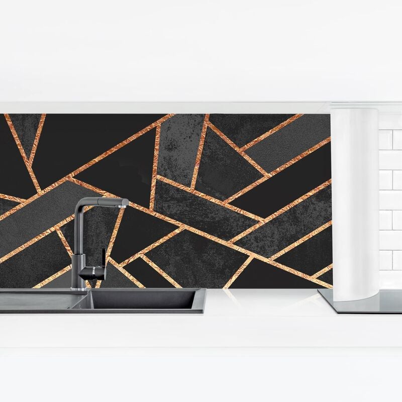 

Revestimiento pared cocina - Black Triangles Gold Dimensión LxA: 90cm x 315cm Material: Smart