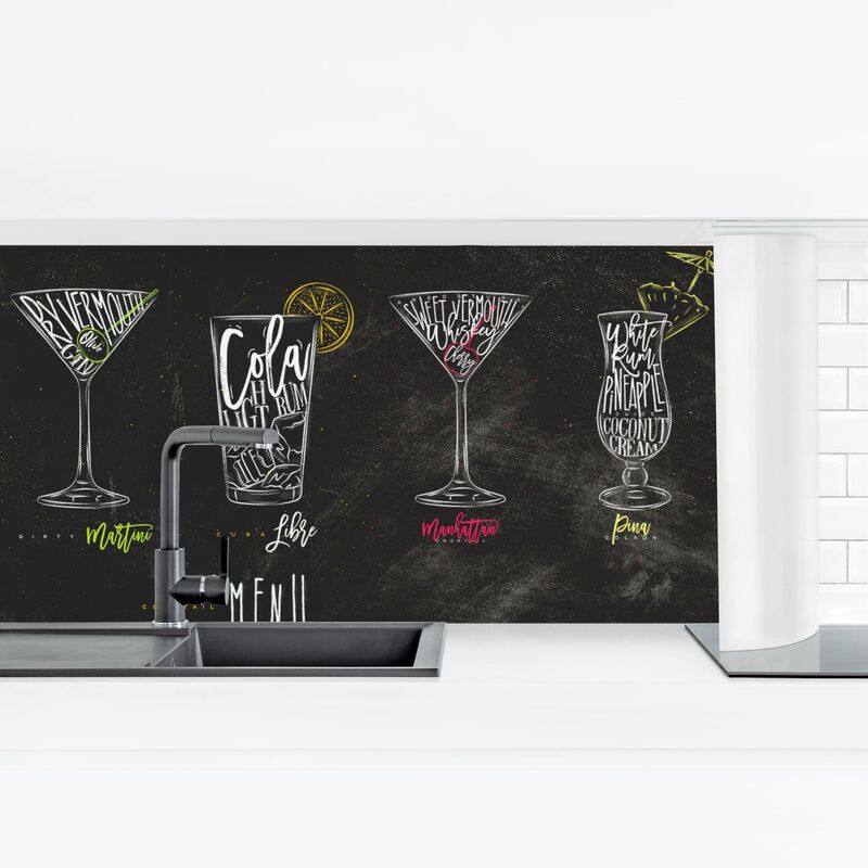 

Revestimiento pared cocina - Cocktail Menu Dimensión LxA: 40cm x 140cm Material: Premium