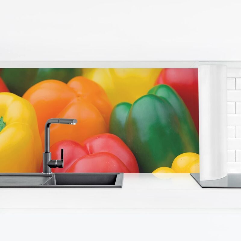 

Revestimiento pared cocina - Colorful Peppers Dimensión LxA: 50cm x 175cm Material: Premium