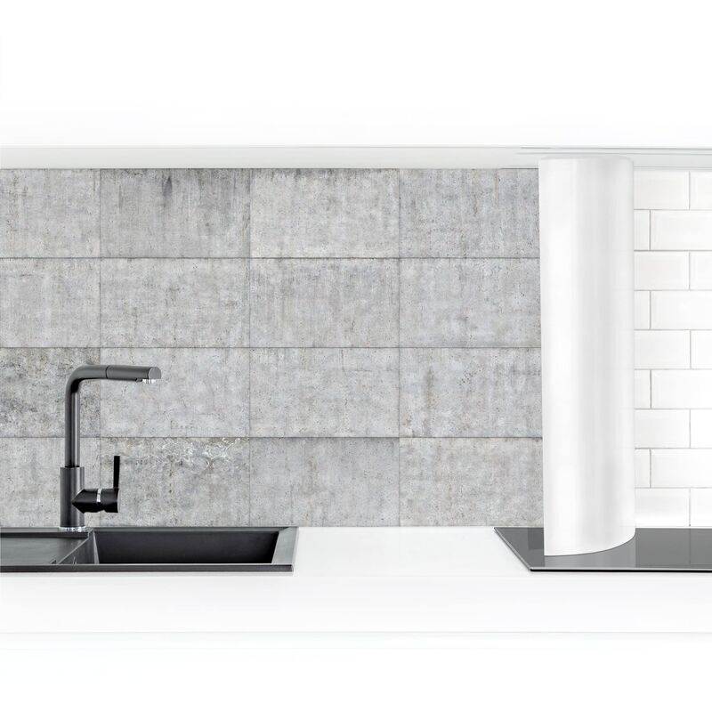 

Bilderwelten - Revestimiento pared cocina - Concrete Tile Look Gray Dimensión LxA: 70cm x 300cm Material: Magnético