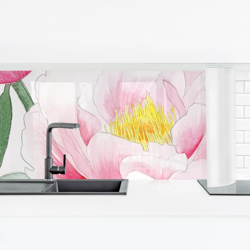 

Revestimiento pared cocina - Drawing Pink Peony I Dimensión LxA: 60cm x 210cm Material: Premium