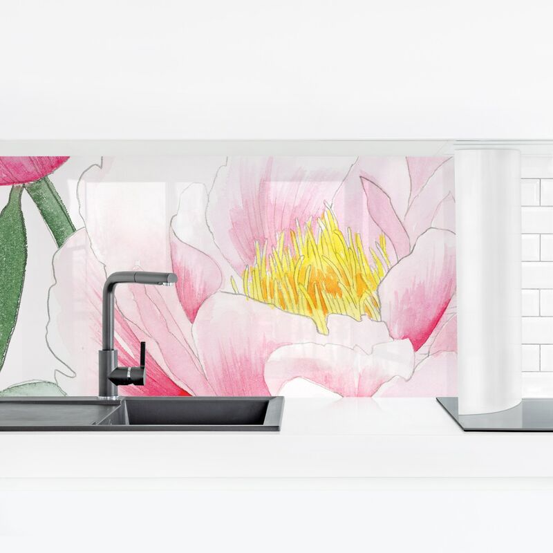 

Revestimiento pared cocina - Drawing Pink Peony I Dimensión LxA: 50cm x 175cm Material: Smart