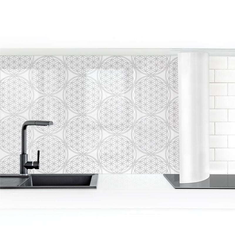 

Bilderwelten - Revestimiento pared cocina - Flower Of Life Pattern Silver Dimensión LxA: 100cm x 250cm Material: Smart