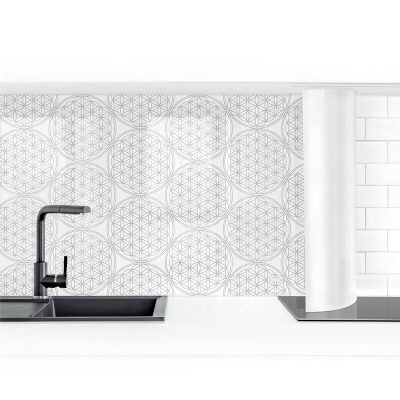 

Bilderwelten - Revestimiento pared cocina - Flower Of Life Pattern Silver Dimensión LxA: 90cm x 250cm Material: Premium