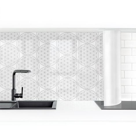 Revestimiento pared cocina - Flower Of Life Pattern Silver