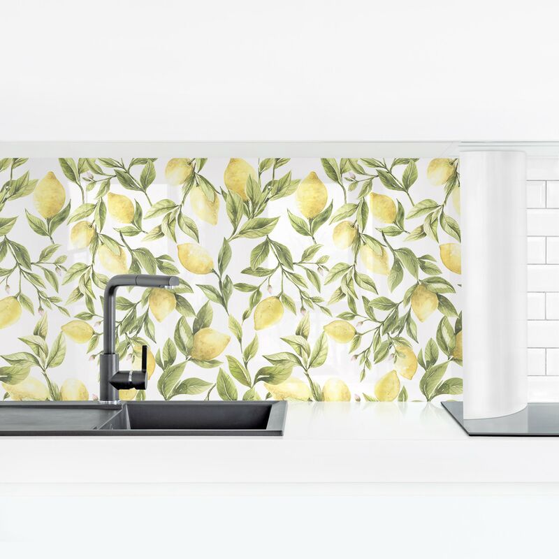 

Bilderwelten - Revestimiento pared cocina - Fruity Lemons With Leaves Dimensión LxA: 80cm x 280cm Material: Magnético