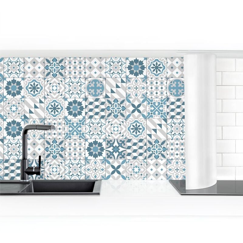 

Bilderwelten - Revestimiento pared cocina - Geometric Tiles Mix Blue Gray Dimensión LxA: 50cm x 200cm Material: Magnético