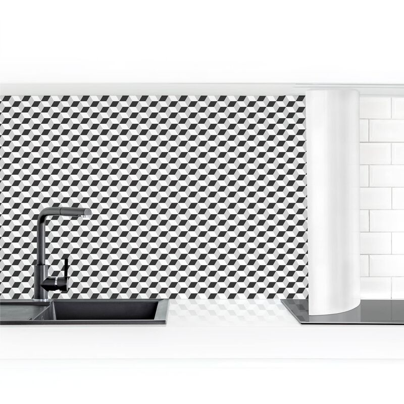 

Revestimiento pared cocina - Geometric Tiles Mix Cube Black Dimensión LxA: 90cm x 350cm Material: Magnético