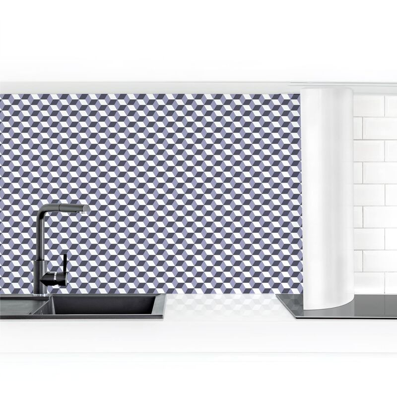 

Revestimiento pared cocina - Geometric Tiles Mix Cube Violet Dimensión LxA: 80cm x 400cm Material: Smart