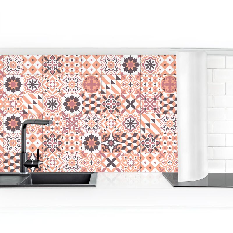 

Revestimiento pared cocina - Geometric Tiles Mix Orange Dimensión LxA: 50cm x 350cm Material: Smart