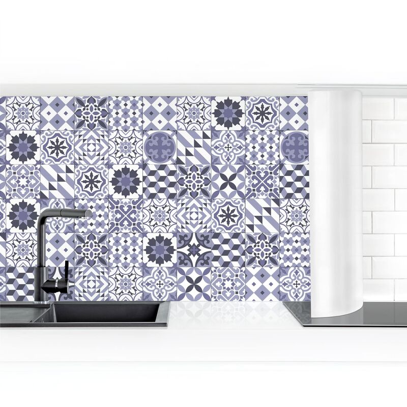 

Revestimiento pared cocina - Geometric Tiles Mix Violet Dimensión LxA: 90cm x 50cm Material: Premium