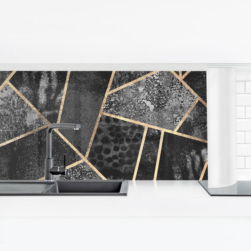 

Revestimiento pared cocina - Gray Triangles Gold Dimensión LxA: 80cm x 280cm Material: Smart