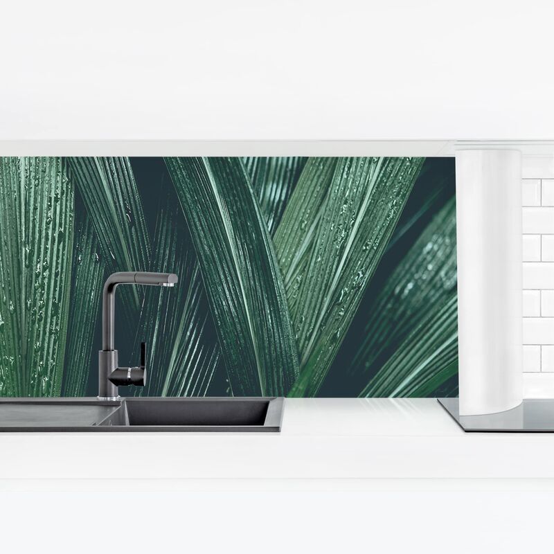 

Revestimiento pared cocina - Green Palm Leaves Dimensión LxA: 40cm x 140cm Material: Premium