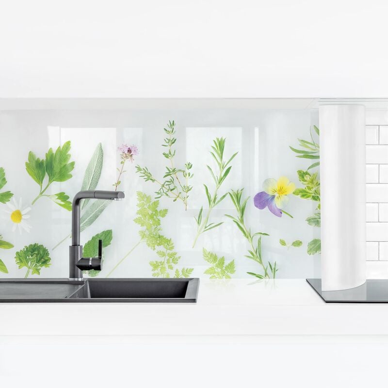 

Bilderwelten - Revestimiento pared cocina - Herbs And Flowers II Dimensión LxA: 50cm x 175cm Material: Smart