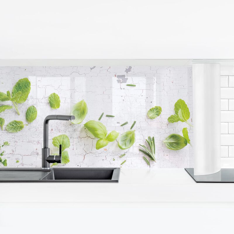 

Bilderwelten - Revestimiento pared cocina - Herbs On Wooden Shabby Dimensión LxA: 80cm x 280cm Material: Smart