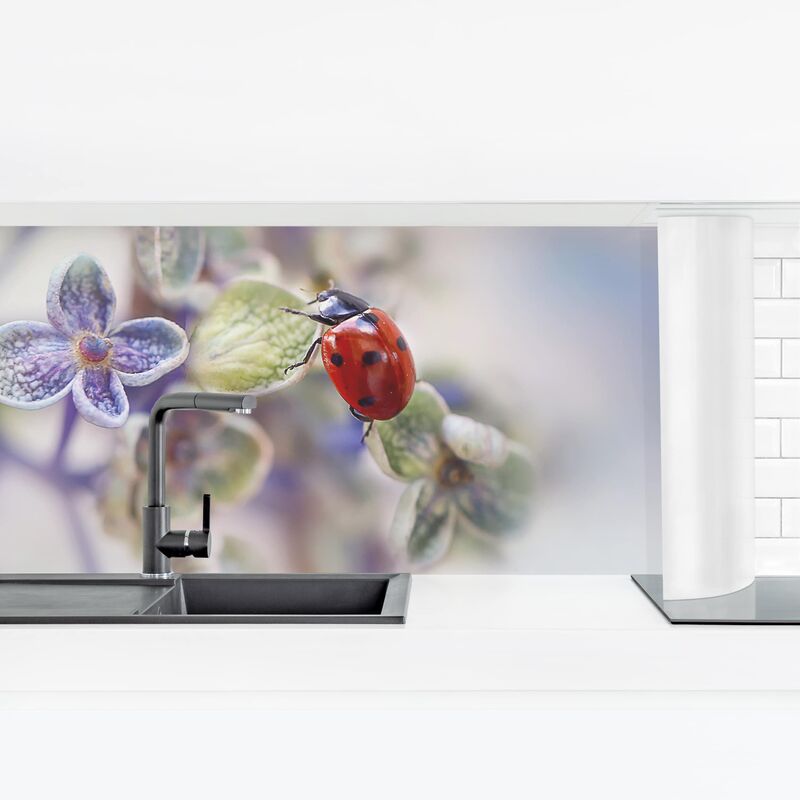 

Revestimiento pared cocina - Ladybug In The Garden Dimensión LxA: 50cm x 175cm Material: Premium