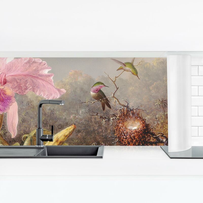 

Revestimiento pared cocina - Martin Johnson Heade - Orchid And Three Hummingbirds Dimensión LxA: 80cm x 280cm Material: Smart