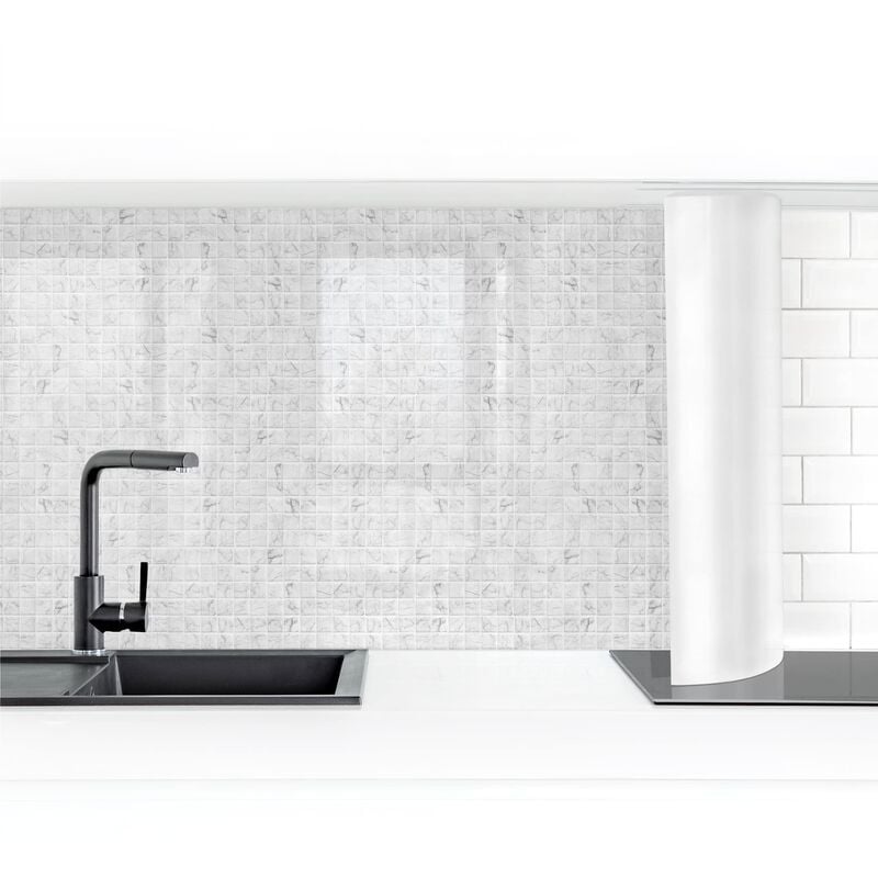 

Revestimiento pared cocina - Mosaic Tile Marble Look Bianco Carrara Dimensión LxA: 80cm x 100cm Material: Smart