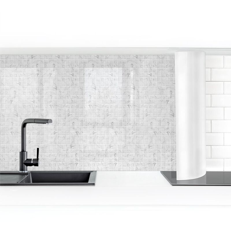 

Bilderwelten - Revestimiento pared cocina - Mosaic Tile Marble Look Bianco Carrara Dimensión LxA: 90cm x 100cm Material: Magnético