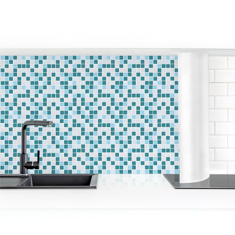 

Revestimiento pared cocina - Mosaic Tiles Turquoise Blue Dimensión LxA: 90cm x 150cm Material: Smart