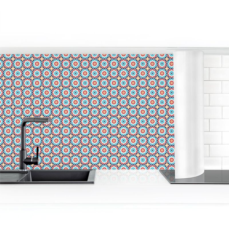 

Revestimiento pared cocina - Oriental Pattern With Colorful Blossoms Dimensión LxA: 100cm x 400cm Material: Premium