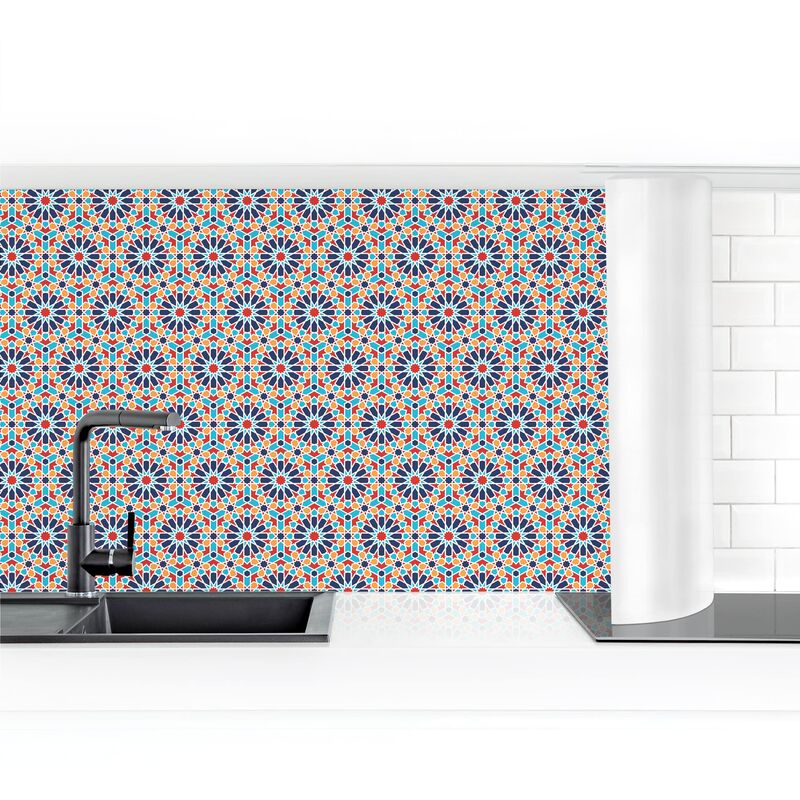 

Revestimiento pared cocina - Oriental Pattern With Colorful Stars Dimensión LxA: 60cm x 350cm Material: Magnético