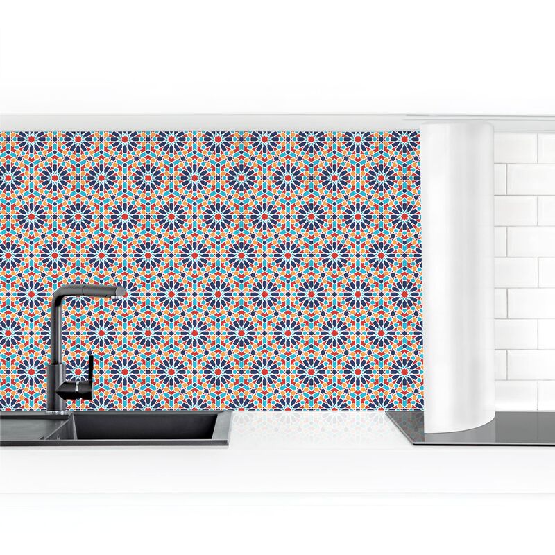 

Revestimiento pared cocina - Oriental Pattern With Colorful Stars Dimensión LxA: 100cm x 400cm Material: Premium