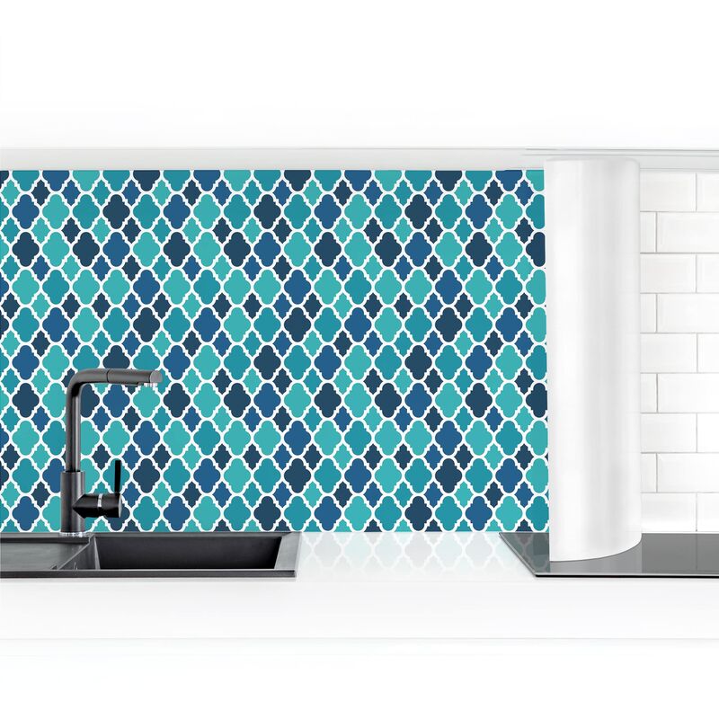 

Revestimiento pared cocina - Oriental Pattern With Turquoise Ornaments Dimensión LxA: 50cm x 150cm Material: Premium