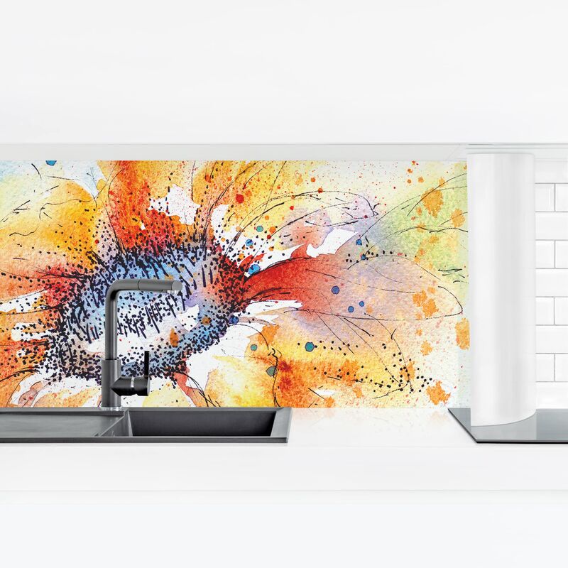 

Revestimiento pared cocina - Painted Sunflower Dimensión LxA: 100cm x 350cm Material: Premium