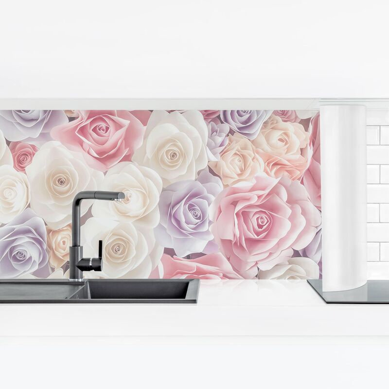 

Revestimiento pared cocina - Pastel Paper Art Roses Dimensión LxA: 100cm x 350cm Material: Premium