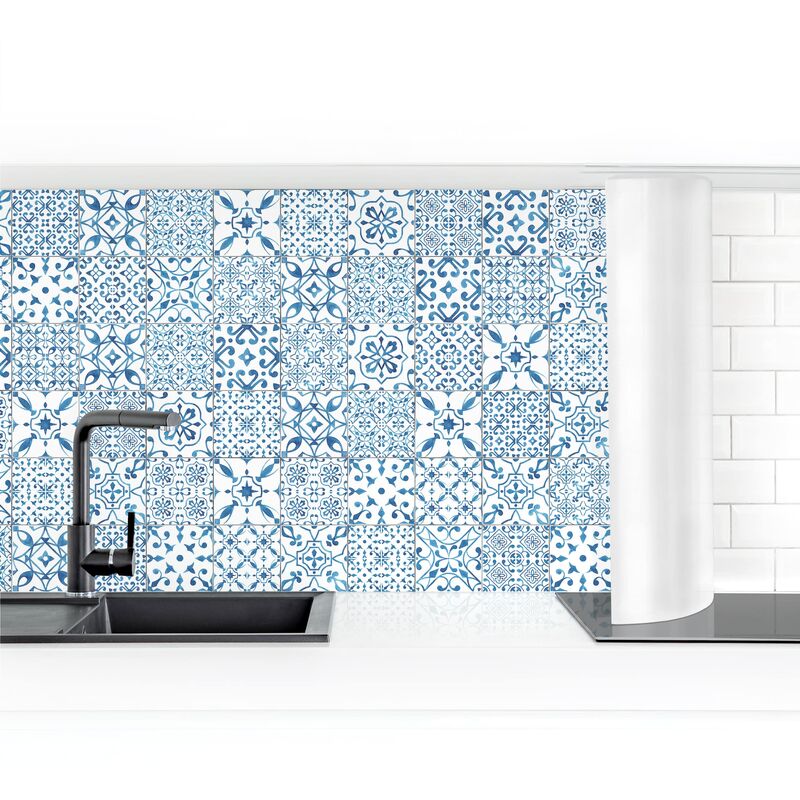 

Revestimiento pared cocina - Pattern Tiles Blue White Dimensión LxA: 60cm x 400cm Material: Premium