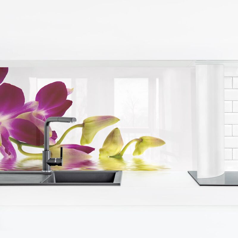 

Revestimiento pared cocina - Pink Orchid Waters Dimensión LxA: 50cm x 175cm Material: Premium