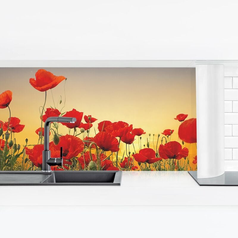 

Bilderwelten - Revestimiento pared cocina - Poppy Field In The Sunset Dimensión LxA: 70cm x 245cm Material: Magnético