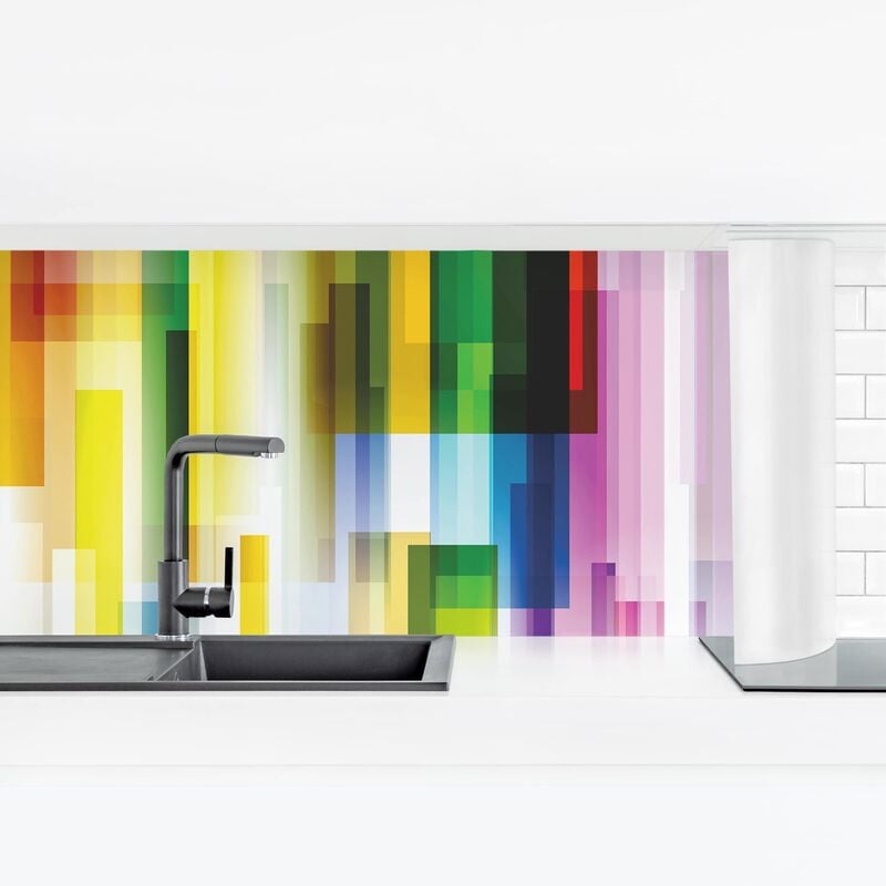 

Revestimiento pared cocina - Rainbow Cubes II Dimensión LxA: 90cm x 315cm Material: Smart