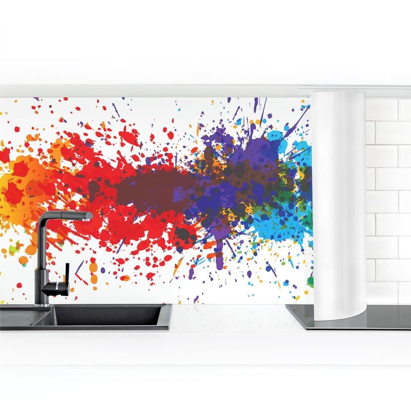 

Revestimiento pared cocina - Rainbow Splatter I Dimensión LxA: 60cm x 250cm Material: Magnético