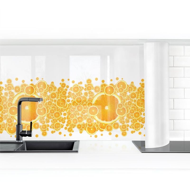 

Revestimiento pared cocina - Retro Orange Pattern I Dimensión LxA: 80cm x 400cm Material: Magnético
